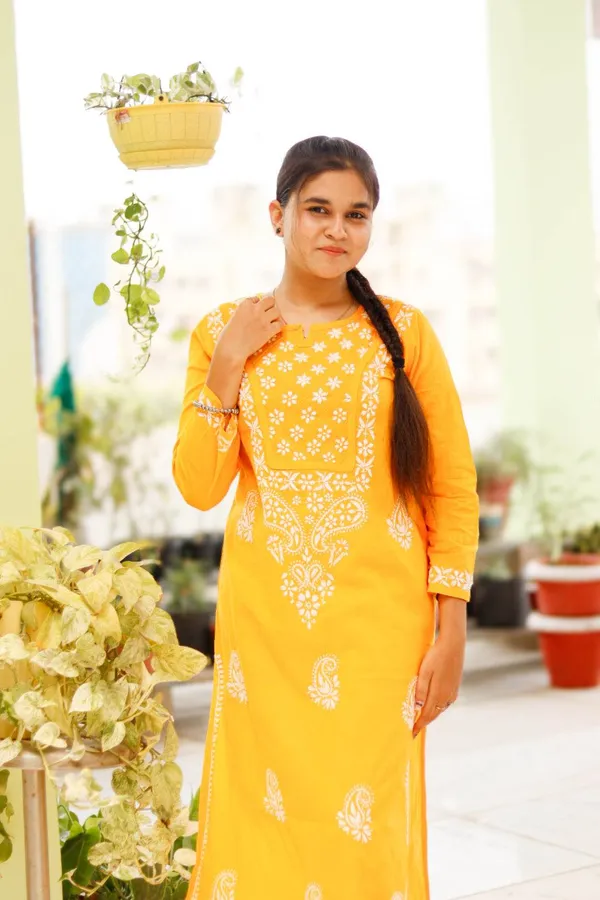 Mustard_And_Yellow_Premium_Cotton_Chikankari_Kurti_For_Women