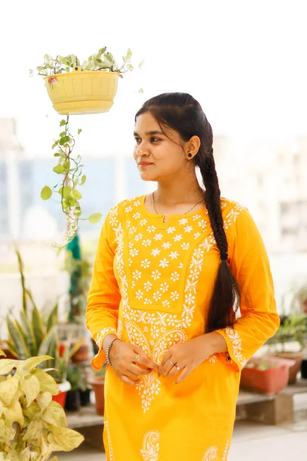 Mustard_And_Yellow_Premium_Cotton_Chikankari_Kurti_For_Women