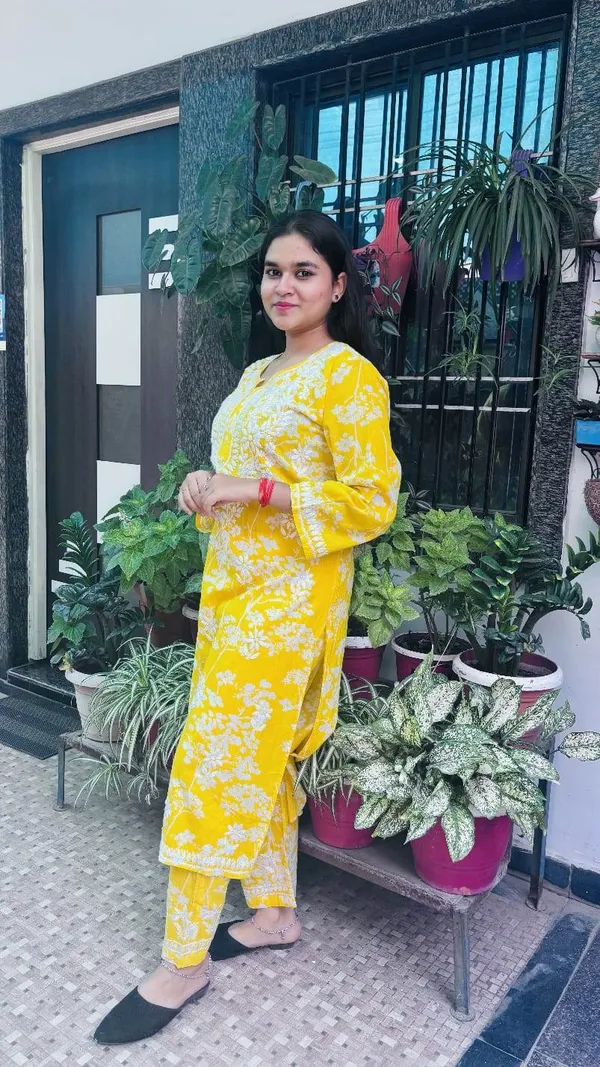 Mustard_And_Yellow_Premium_Cotton_Kurti_Pant_For_Women