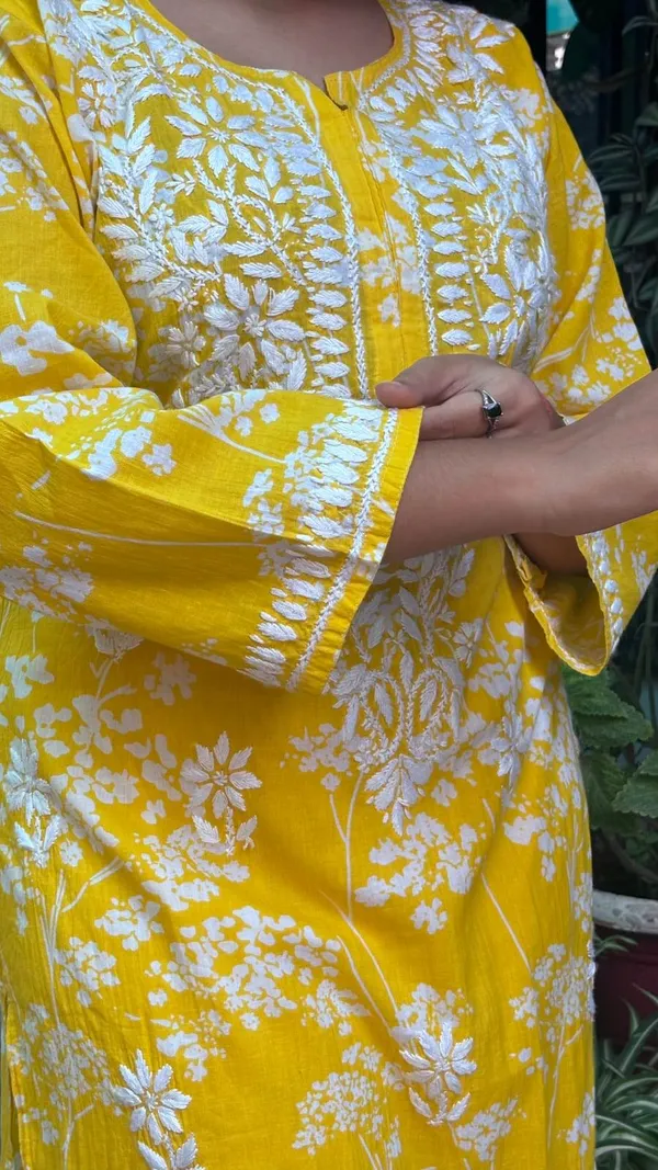 Mustard_And_Yellow_Premium_Cotton_Kurti_Pant_For_Women