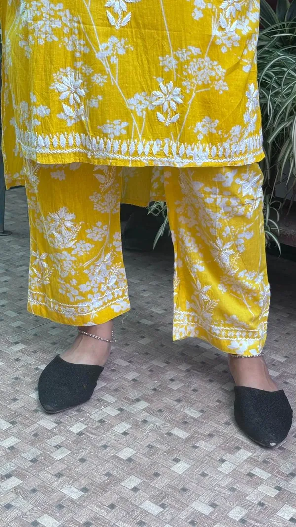 Mustard_And_Yellow_Premium_Cotton_Kurti_Pant_For_Women