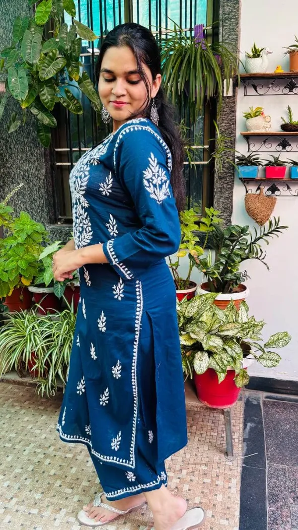 Navy_Blue_Premium_Cotton_Kurti_Pant_For_Women