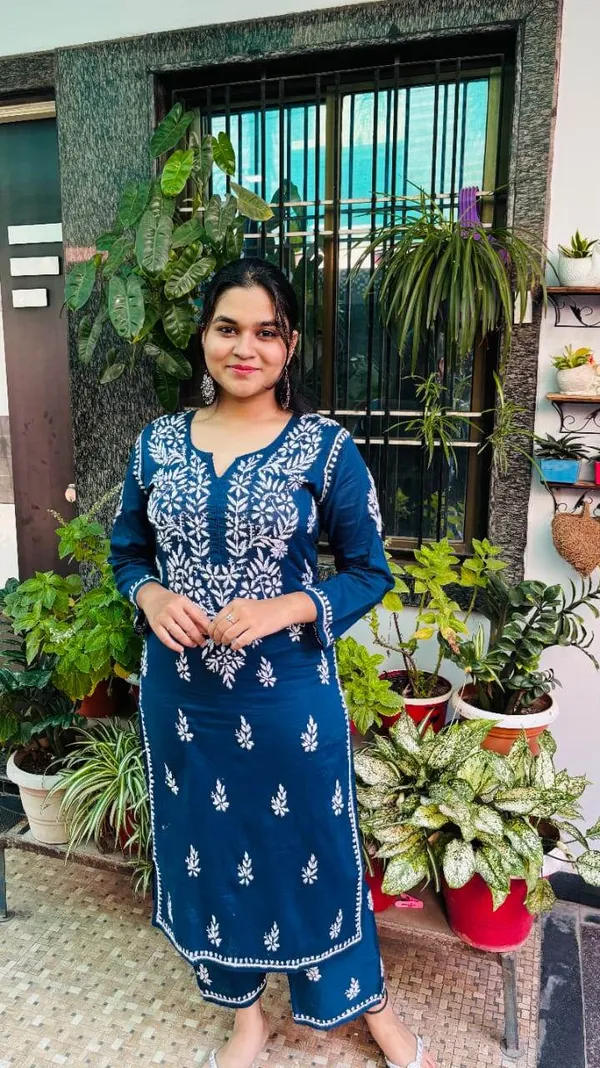 Navy_Blue_Premium_Cotton_Kurti_Pant_For_Women