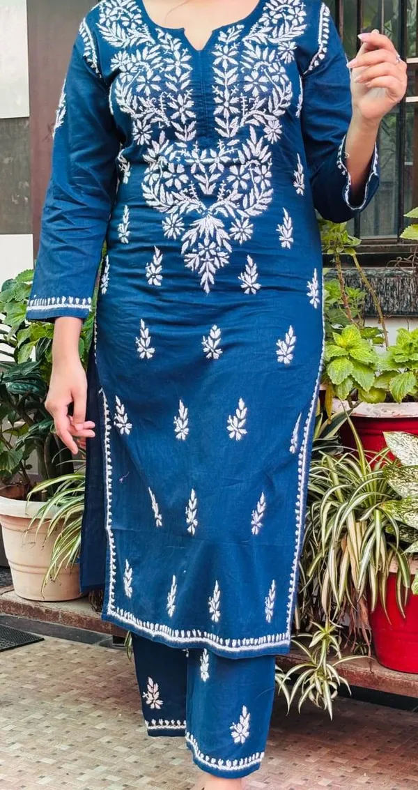 Navy_Blue_Premium_Cotton_Kurti_Pant_For_Women