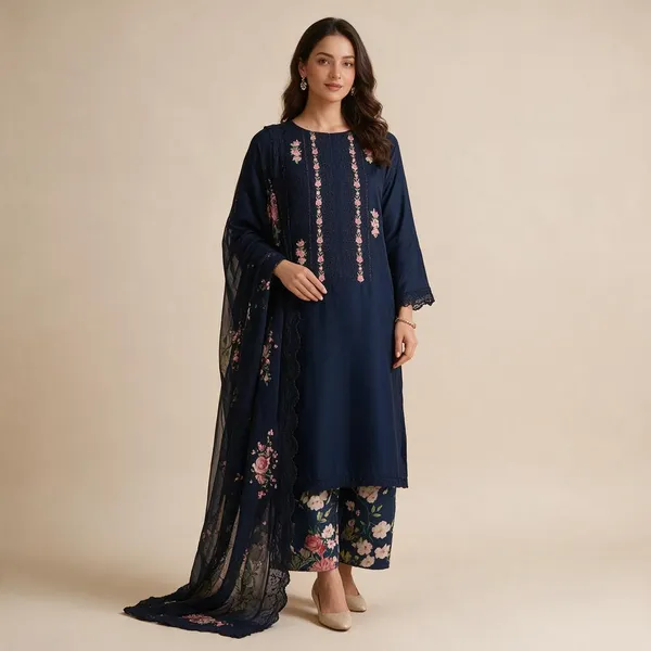 Navy_Blue_Premium_Cotton_Unstitched_Suit_With_Dupatta_For_Women