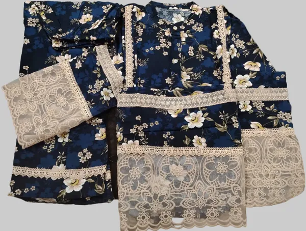 Navy_Blue_Floral_Printed_Kurti_Pant_Set