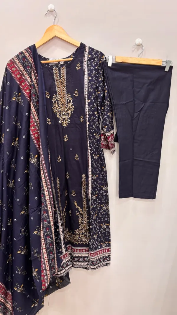 Navy_Blue_Premium_Rayon_Kurti_With_Pant_And_Dupatta_Set_For_Women