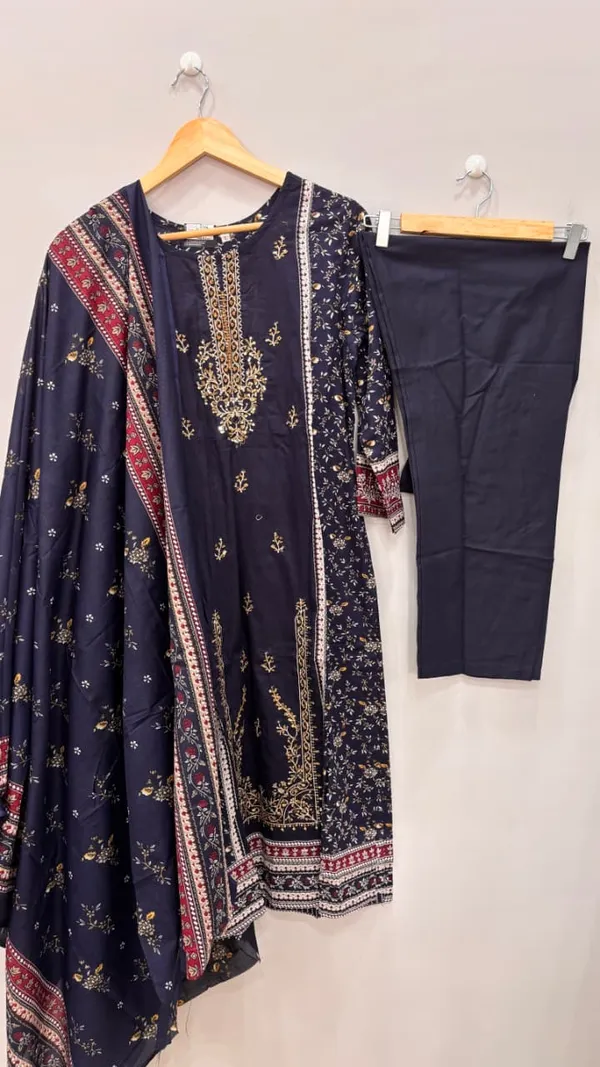 Navy_Blue_Premium_Rayon_Kurti_With_Pant_And_Dupatta_Set_For_Women