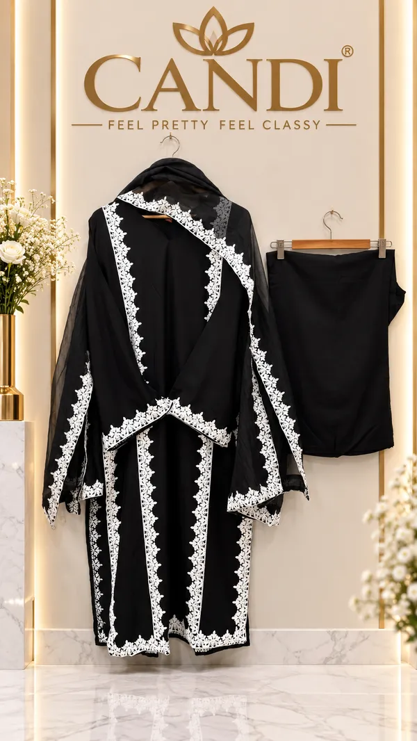 Black_Premium_Rayon_Kurti_With_Pant_And_Dupatta_Set_For_Women