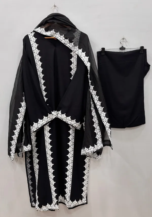 Black_Premium_Rayon_Kurti_With_Pant_And_Dupatta_Set_For_Women