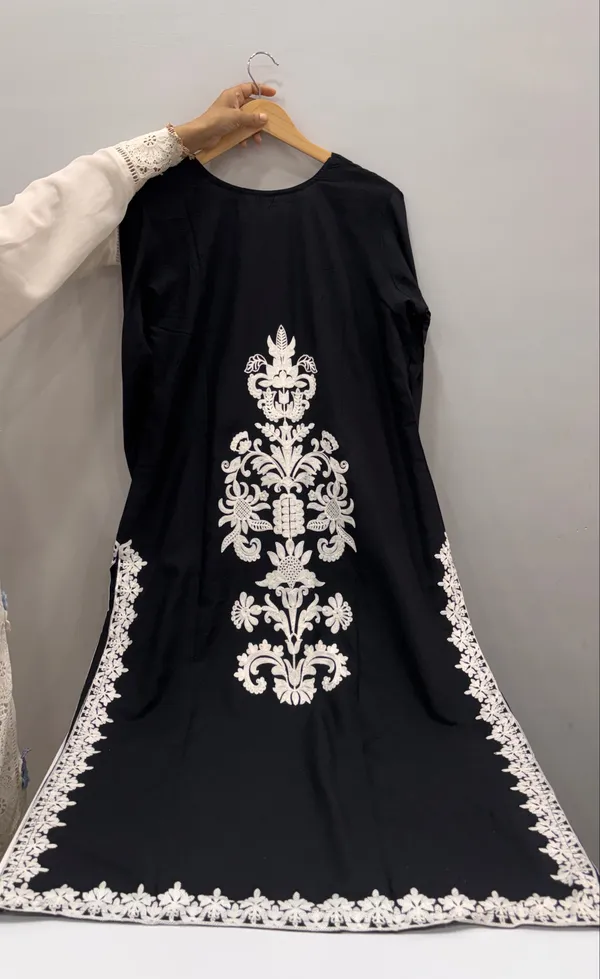 Black_Premium_Rayon_Kurti_With_Pant_And_Dupatta_Set_For_Women