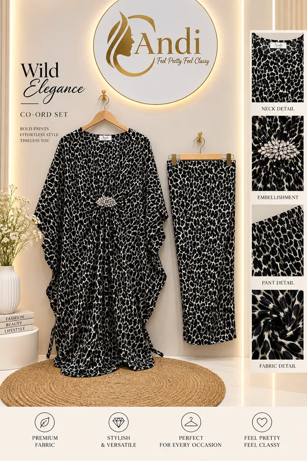 Noir_Leopard_Kaftan_kurti_pant_set