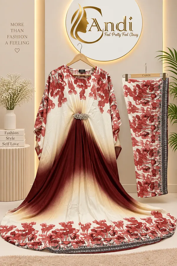 Maroon_Premium_Cotton_Kurti_With_Pant_And_Dupatta_Set_For_Women