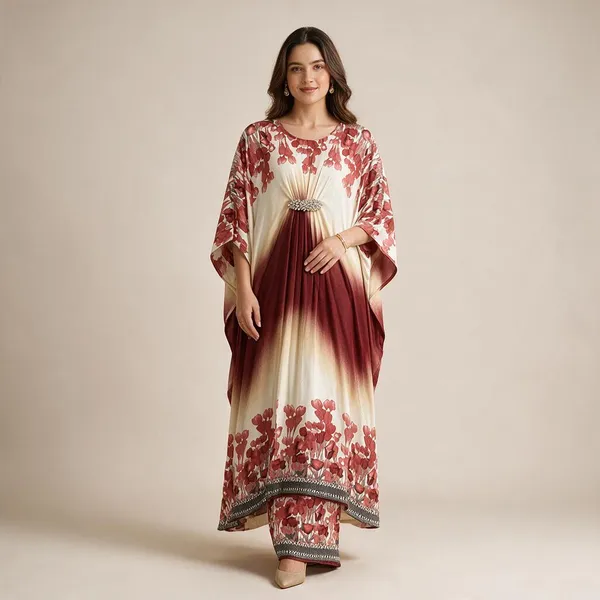Maroon_Premium_Cotton_Kurti_With_Pant_And_Dupatta_Set_For_Women