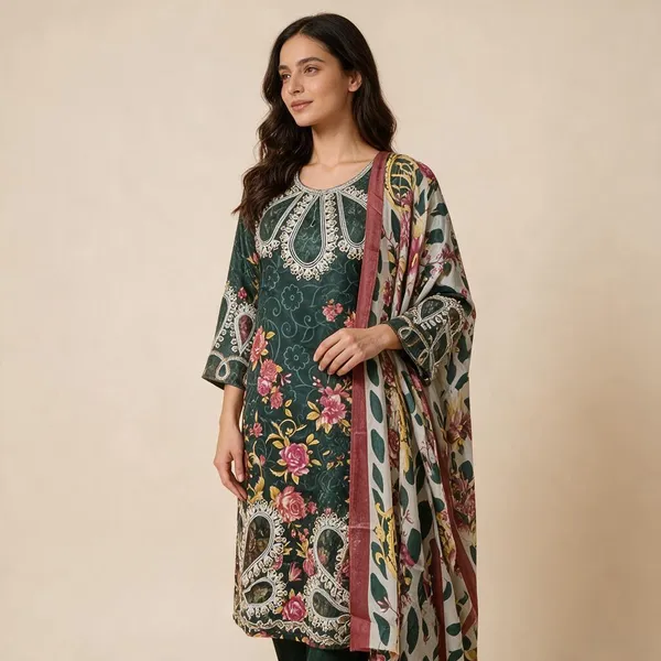 Green_Premium_Velvet_Kurti_With_Pant_And_Dupatta_Set_For_Women