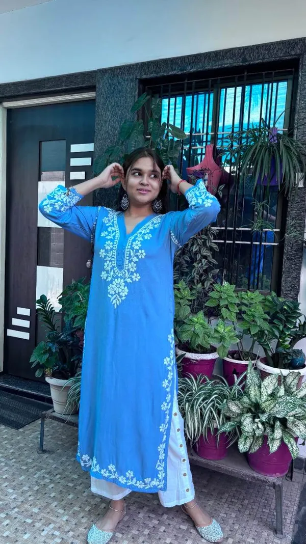 Sky_Blue_Premium_Cotton_Chikankari_Kurti_For_Women