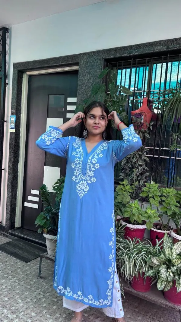 Sky_Blue_Premium_Cotton_Chikankari_Kurti_For_Women