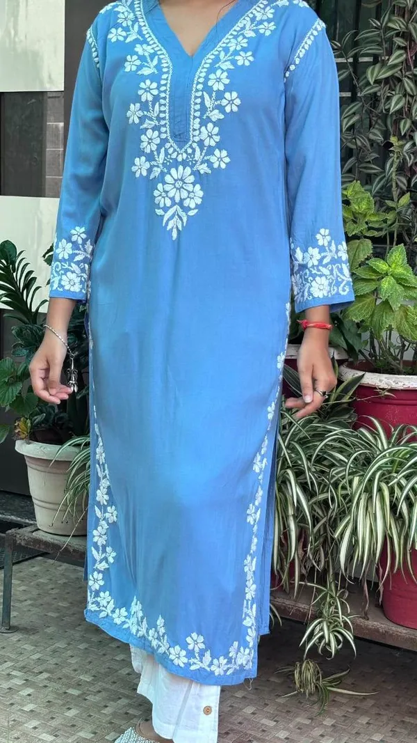 Sky_Blue_Premium_Cotton_Chikankari_Kurti_For_Women