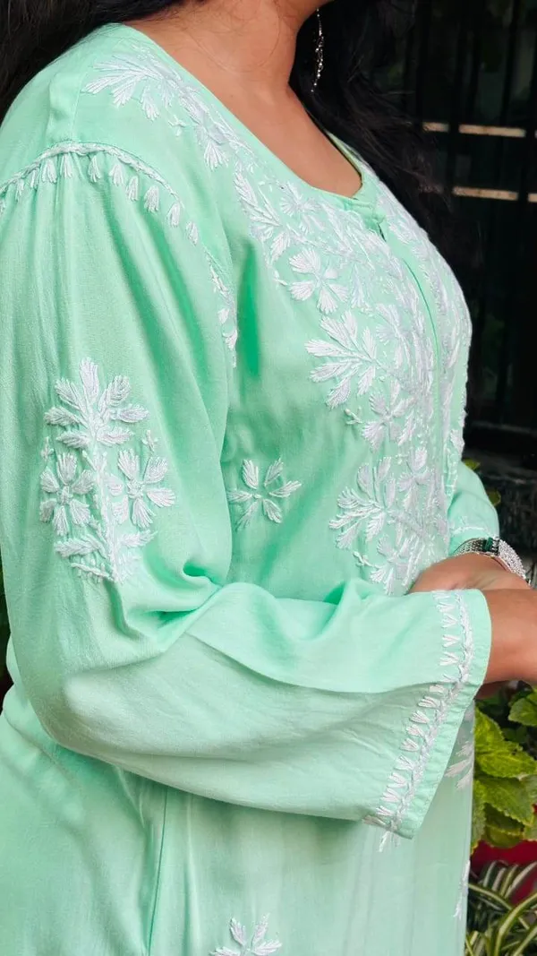 Pista_Green_Premium_Rayon_Chikankari_Kurti_For_Women