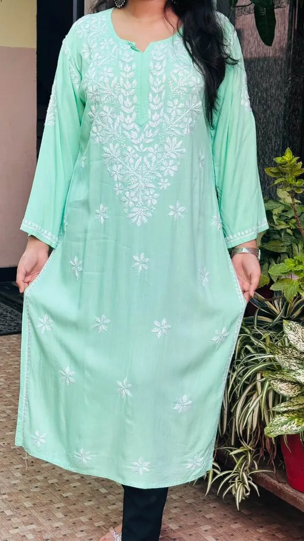 Pista_Green_Premium_Rayon_Chikankari_Kurti_For_Women