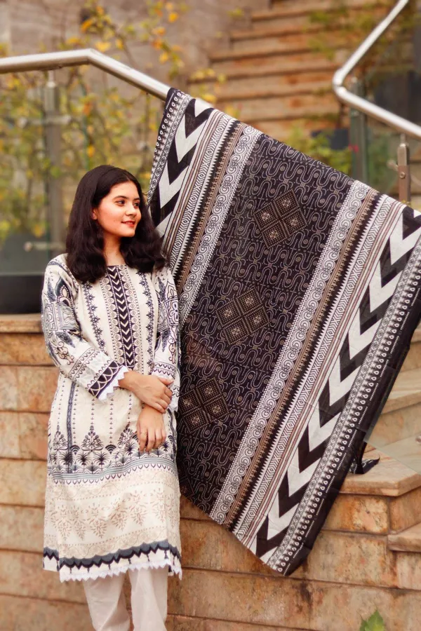 Cream_Chunri_Print_Pakistani_cotton_kurta_set