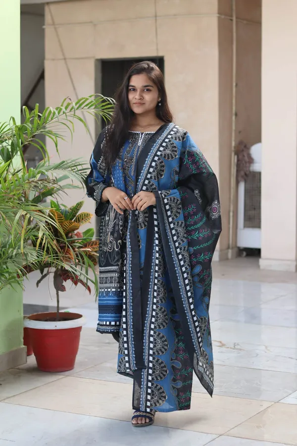 Multicolor_Premium_Cotton_Kurti_With_Pant_And_Dupatta_Set_For_Women