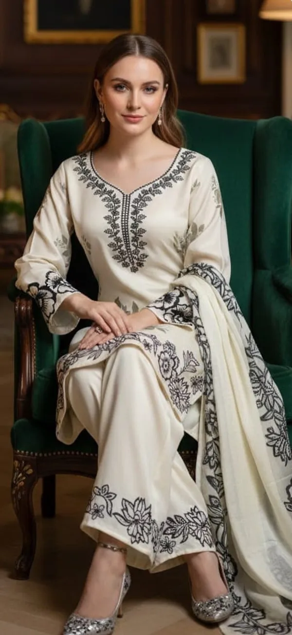 Ivory_Premium_Silk_Kurti_With_Pant_And_Dupatta_Set_For_Women