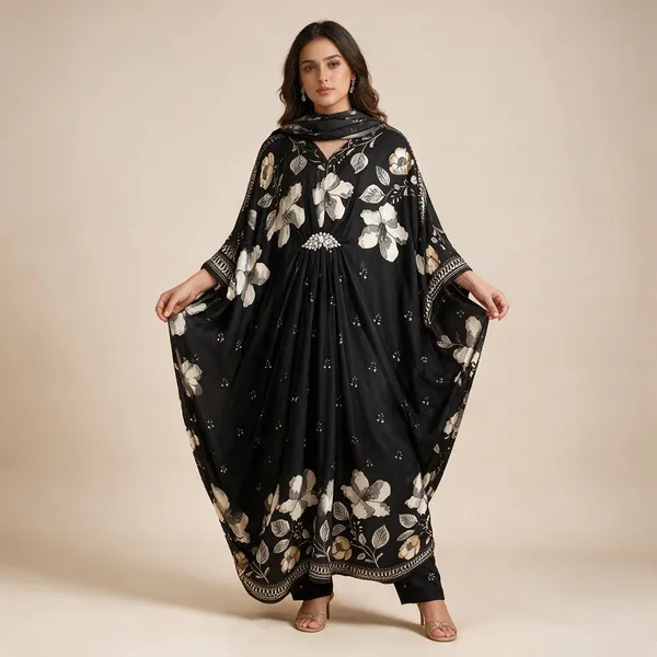 Black_Premium_Cotton_Kurti_With_Pant_And_Dupatta_Set_For_Women