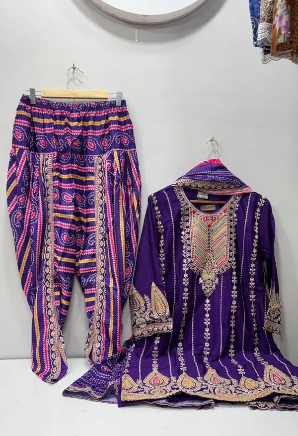 Purple_Premium_Rayon_Kurti_With_Pant_And_Dupatta_Set_For_Women