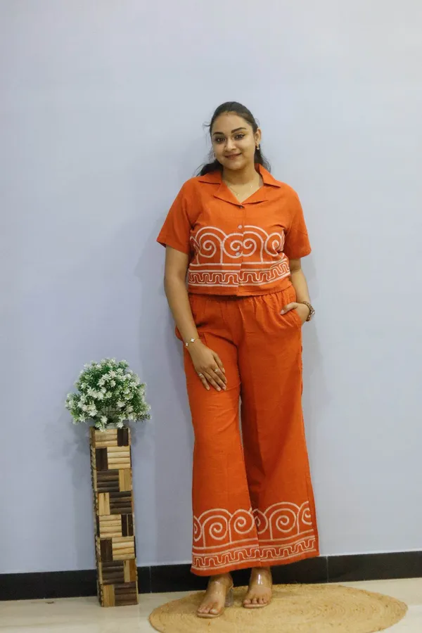 Orange_Premium_Cotton_Co-Ord_Set_For_Women