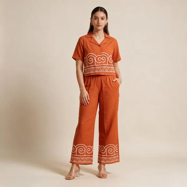 Orange_Premium_Cotton_Co-Ord_Set_For_Women