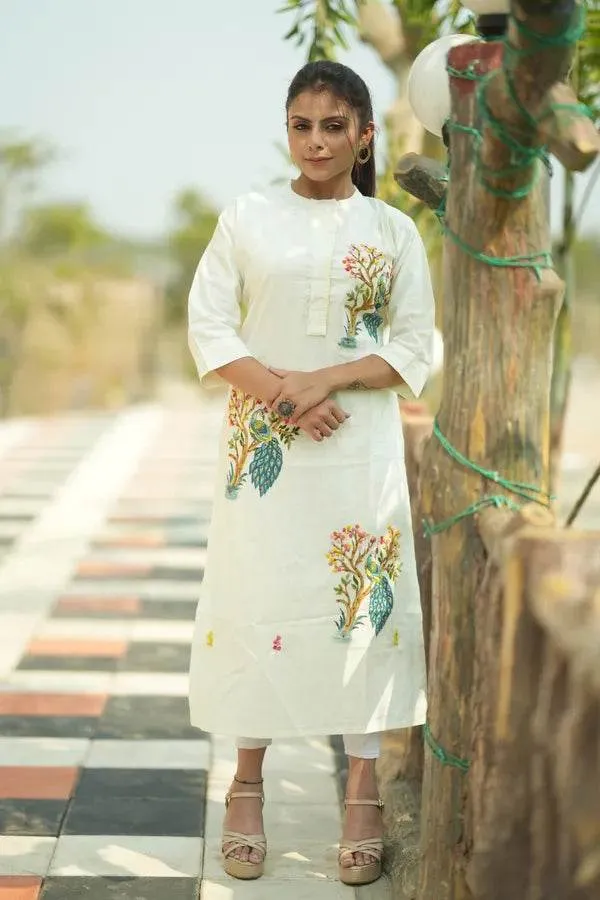 Cream_Premium_Cotton_Kurti_For_Women