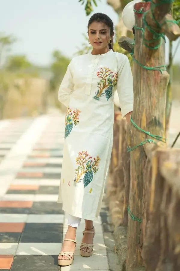 Cream_Premium_Cotton_Kurti_For_Women