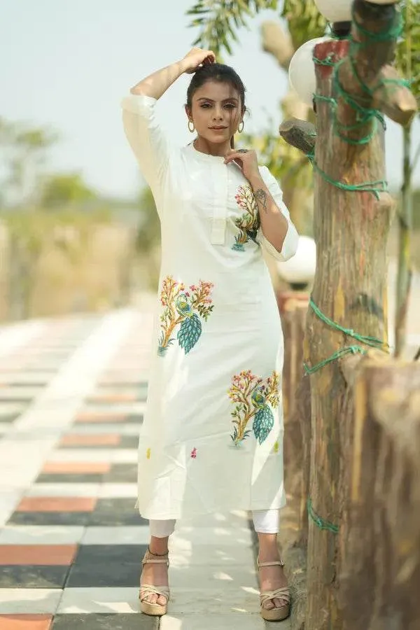 Cream_Premium_Cotton_Kurti_For_Women