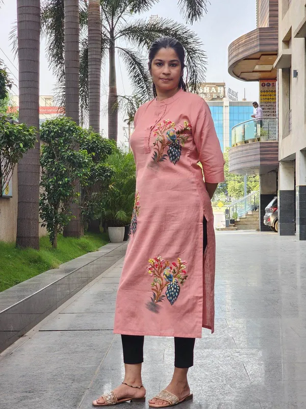 Peach_Premium_Cotton_Kurti_For_Women