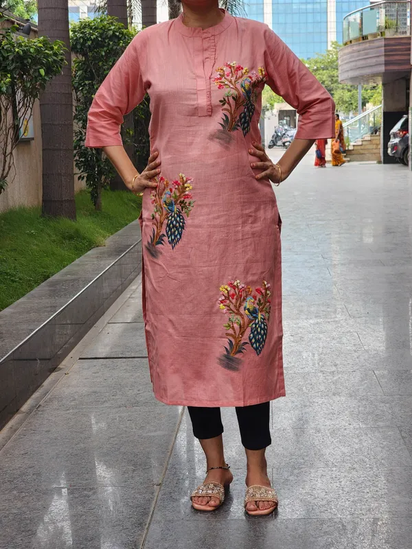 Peach_Premium_Cotton_Kurti_For_Women