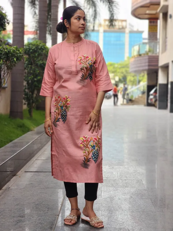 Peach_Premium_Cotton_Kurti_For_Women