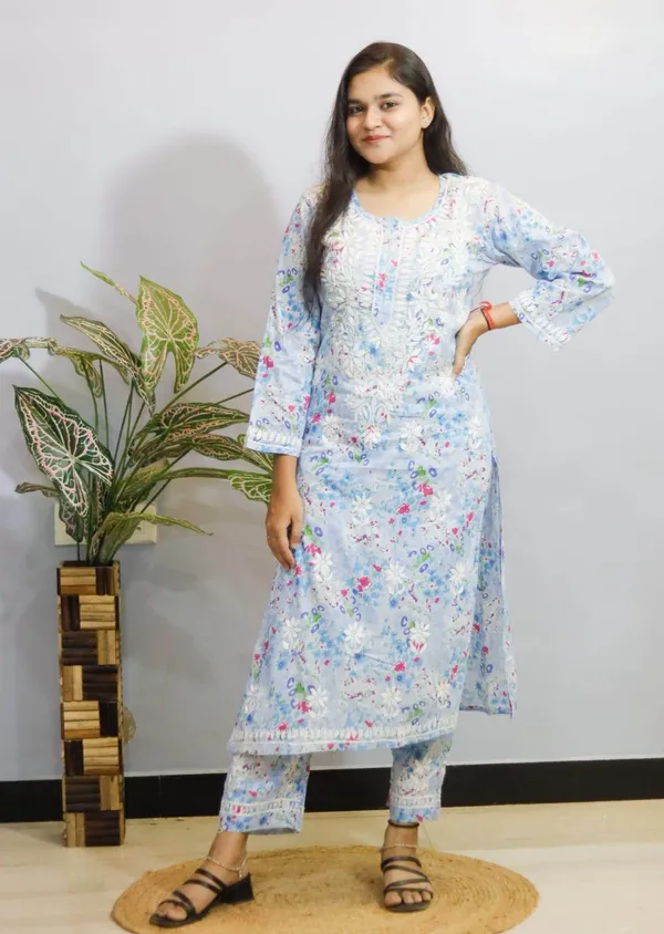Blue_Premium_Cotton_Kurti_Pant_For_Women