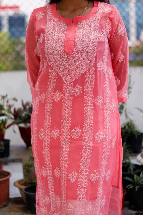 Peach_Premium_Georgette_Chikankari_Kurti_For_Women