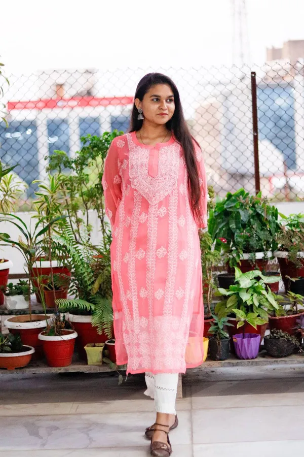 Peach_Premium_Georgette_Chikankari_Kurti_For_Women