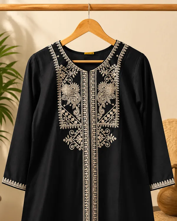 Black_Premium_Rayon_Kurti_Pant_For_Women