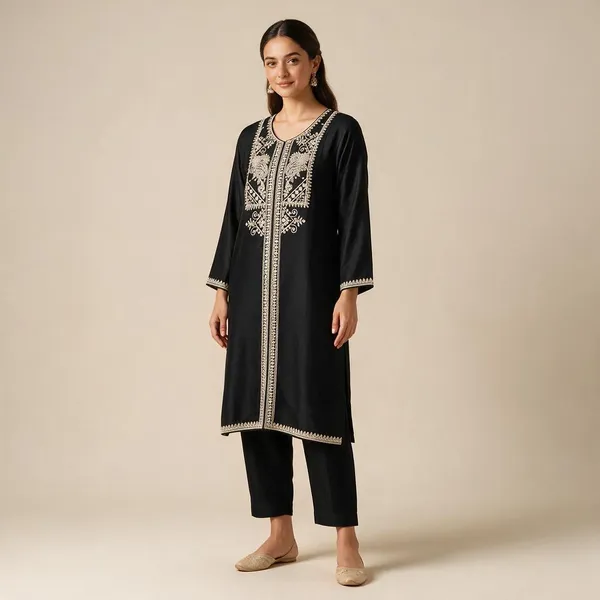 Black_Premium_Rayon_Kurti_Pant_For_Women