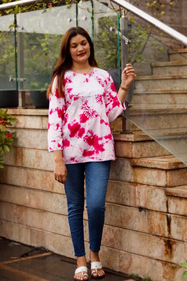 Pink_And_Green_Premium_Rayon_Top_For_Women