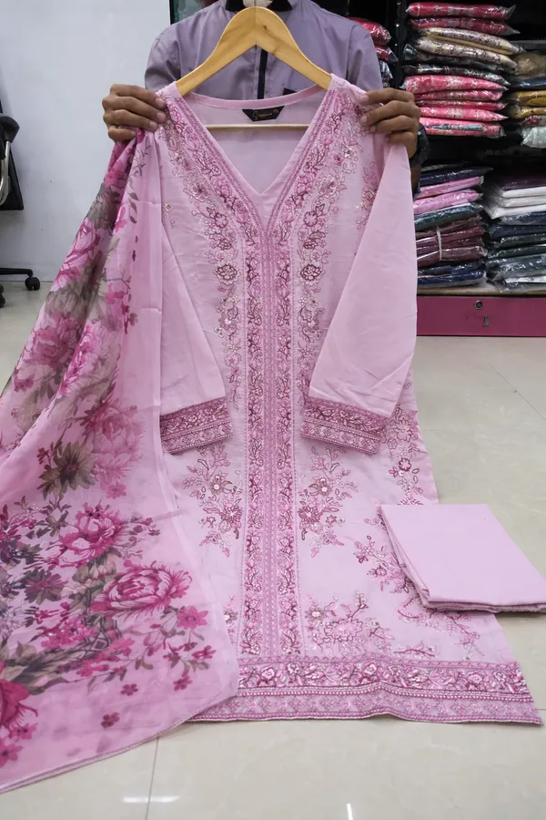 Pink_Premium_Cotton_Kurti_With_Pant_And_Dupatta_Set_For_Women