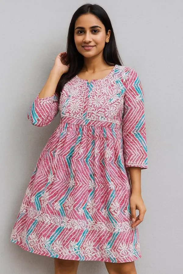 Pink_Floral_Short_Kurti_TOP