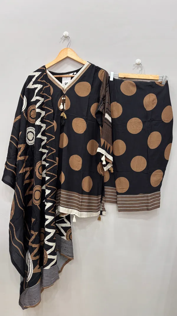 Mocha_Brown_Premium_Rayon_Kurti_With_Pant_And_Dupatta_Set_For_Women