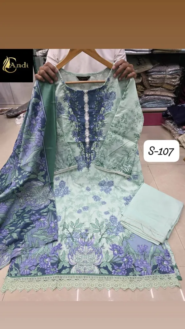 Pista_Green_Premium_Cotton_Kurti_With_Pant_And_Dupatta_Set_For_Women