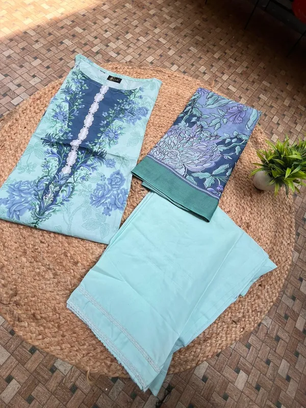 Pista_Green_Premium_Cotton_Kurti_With_Pant_And_Dupatta_Set_For_Women