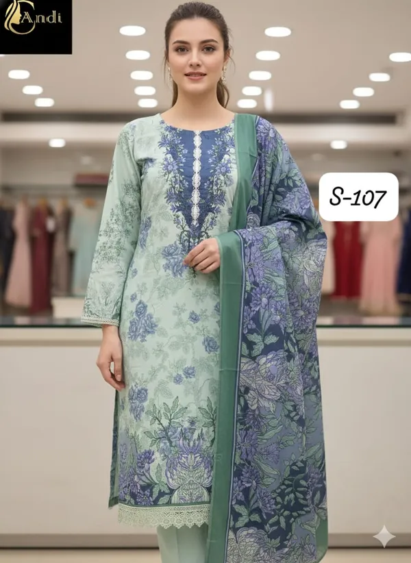 Pista_Green_Premium_Cotton_Kurti_With_Pant_And_Dupatta_Set_For_Women
