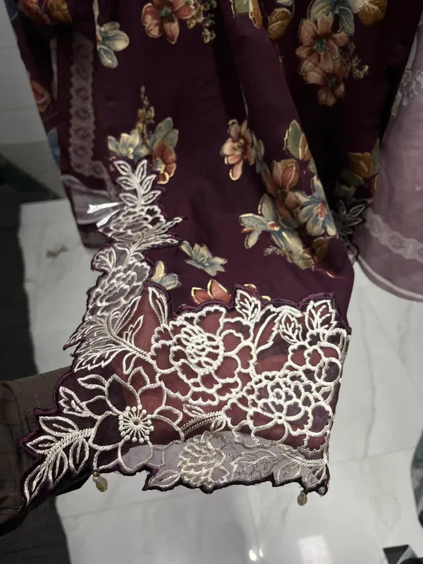 Wine_And_Plum_Premium_Cotton_Kurti_With_Pant_And_Dupatta_Set_For_Women